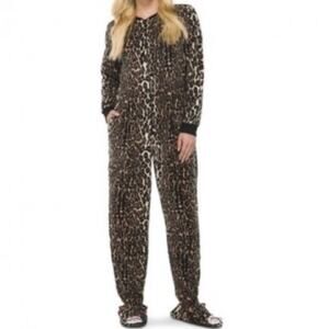 Nick & Nora Footed Cheetah Pajamas Size L Leopard Animal Print Footie